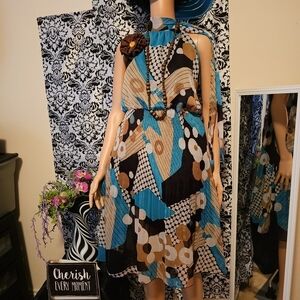 Elegant Geometric Halter Knee Length Dress Ashley Stewart 14